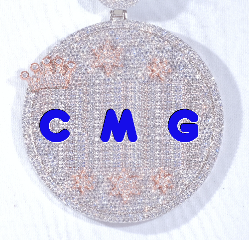CUSTOM LETTER NECKLACE 3D BIG CROWN DISC