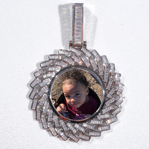 Large 3D Baguette Custom Picture Pendant
