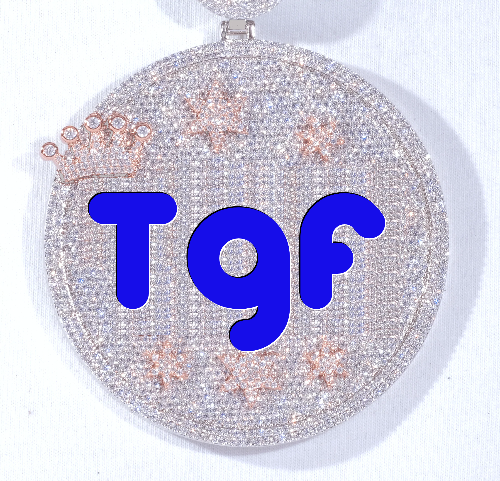 CUSTOM LETTER NECKLACE 3D BIG CROWN DISC