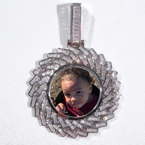 Large 3D Baguette Custom Picture Pendant