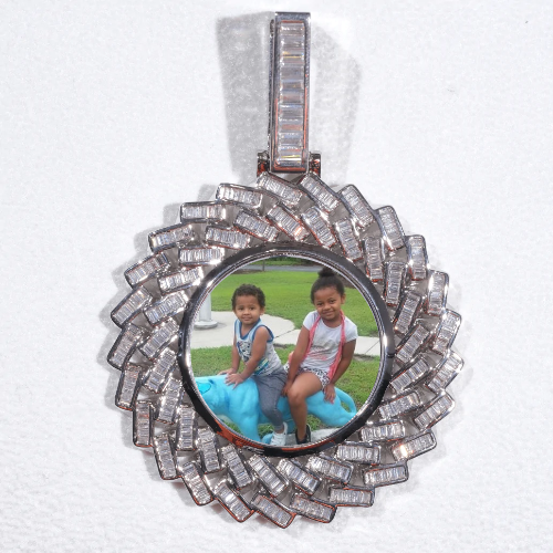 Large 3D Baguette Custom Picture Pendant