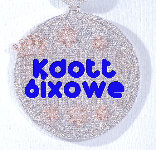 CUSTOM LETTER NECKLACE 3D BIG CROWN DISC
