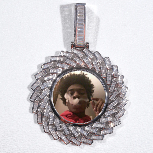 Large 3D Baguette Custom Picture Pendant