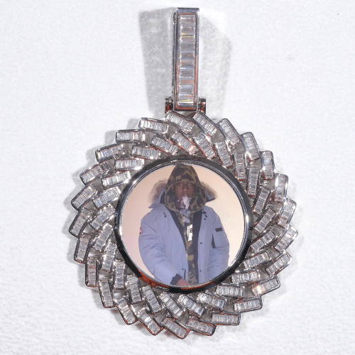 Large 3D Baguette Custom Picture Pendant