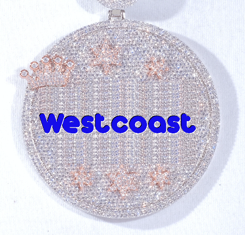 CUSTOM LETTER NECKLACE 3D BIG CROWN DISC