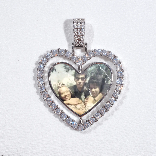 3D Spinning 2-Faced Heart Custom Picture Pendant