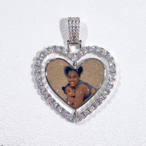 3D Spinning 2-Faced Heart Custom Picture Pendant