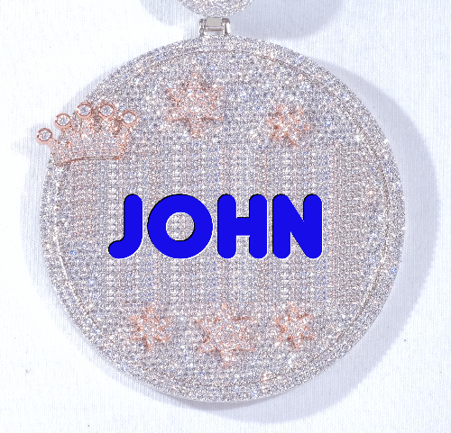 CUSTOM LETTER NECKLACE 3D BIG CROWN DISC