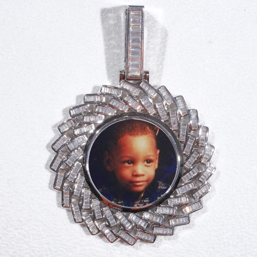 Large 3D Baguette Custom Picture Pendant