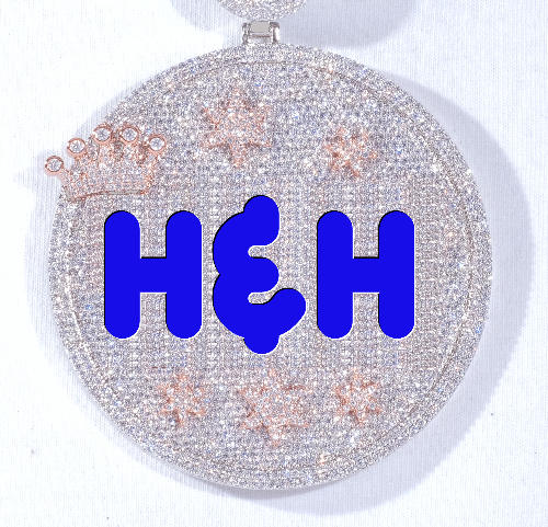CUSTOM LETTER NECKLACE 3D BIG CROWN DISC