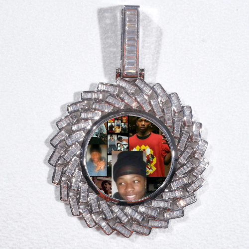 Large 3D Baguette Custom Picture Pendant