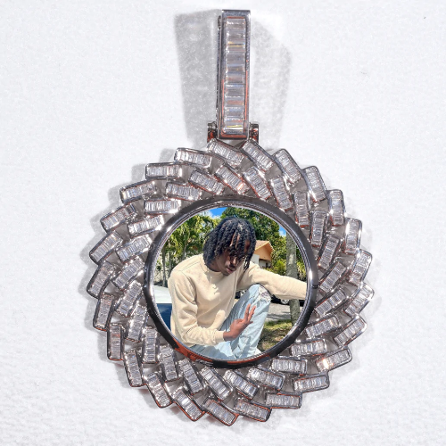 Large 3D Baguette Custom Picture Pendant