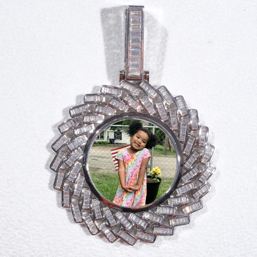 Large 3D Baguette Custom Picture Pendant