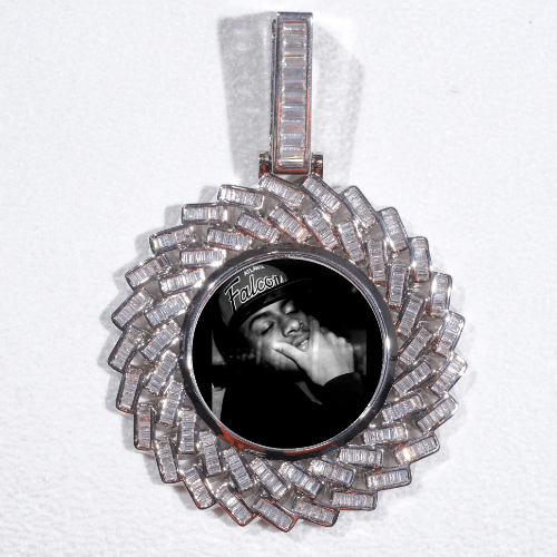 Large 3D Baguette Custom Picture Pendant