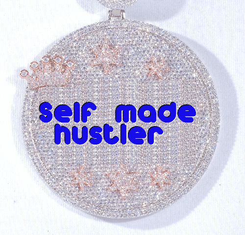 CUSTOM LETTER NECKLACE 3D BIG CROWN DISC