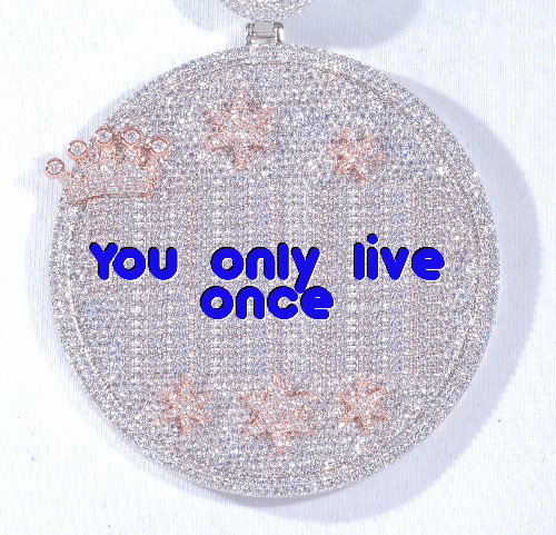 CUSTOM LETTER NECKLACE 3D BIG CROWN DISC
