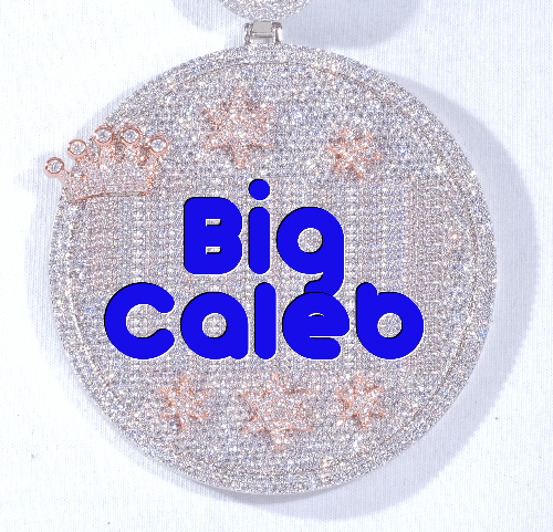CUSTOM LETTER NECKLACE 3D BIG CROWN DISC