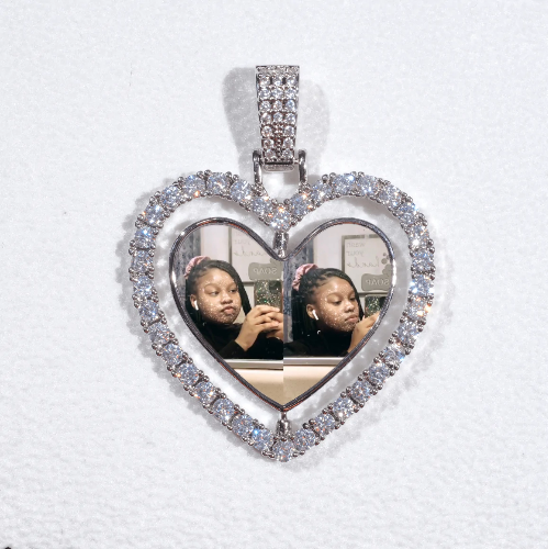3D Spinning 2-Faced Heart Custom Picture Pendant