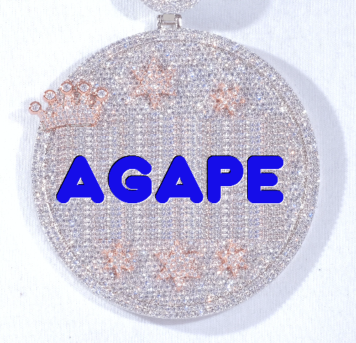 CUSTOM LETTER NECKLACE 3D BIG CROWN DISC