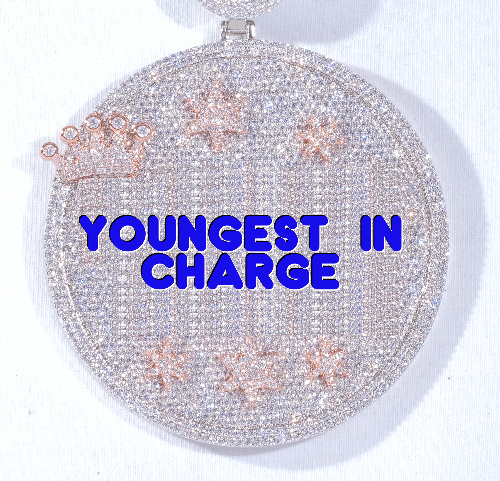 CUSTOM LETTER NECKLACE 3D BIG CROWN DISC