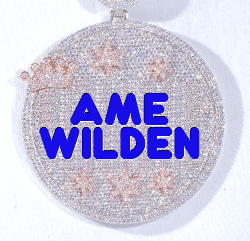 CUSTOM LETTER NECKLACE 3D BIG CROWN DISC