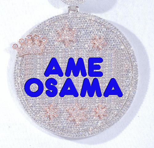 CUSTOM LETTER NECKLACE 3D BIG CROWN DISC