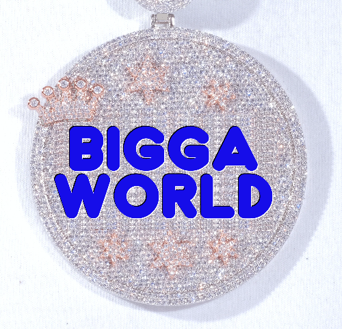 CUSTOM LETTER NECKLACE 3D BIG CROWN DISC