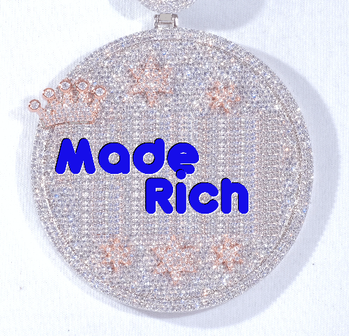 CUSTOM LETTER NECKLACE 3D BIG CROWN DISC