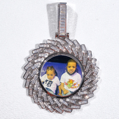 Large 3D Baguette Custom Picture Pendant