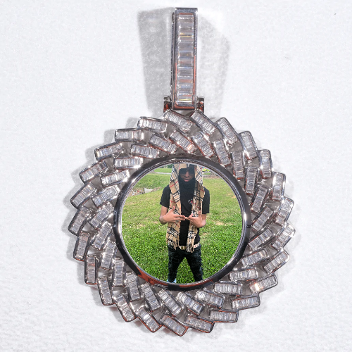 Large 3D Baguette Custom Picture Pendant