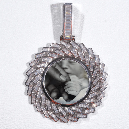 Large 3D Baguette Custom Picture Pendant