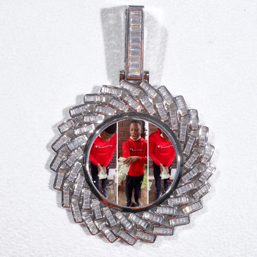 Large 3D Baguette Custom Picture Pendant