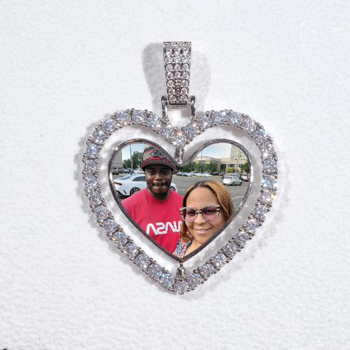 3D Spinning 2-Faced Heart Custom Picture Pendant