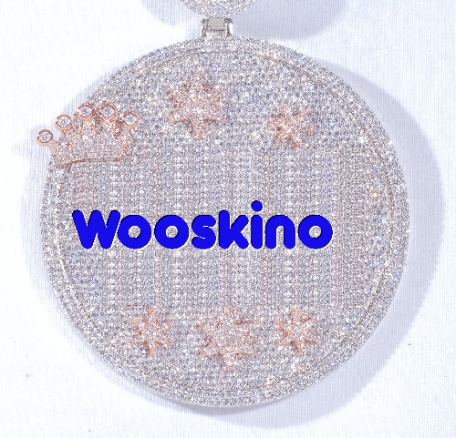 CUSTOM LETTER NECKLACE 3D BIG CROWN DISC