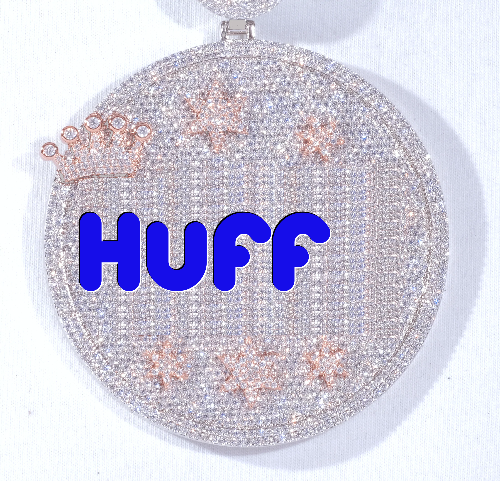 CUSTOM LETTER NECKLACE 3D BIG CROWN DISC