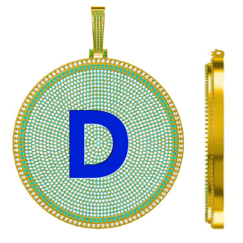 CUSTOM LETTER NECKLACE 3D BIG DISC