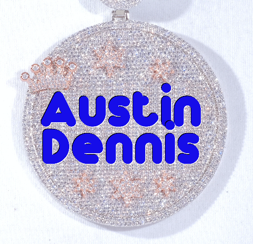 CUSTOM LETTER NECKLACE 3D BIG CROWN DISC