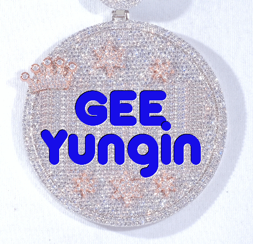 CUSTOM LETTER NECKLACE 3D BIG CROWN DISC