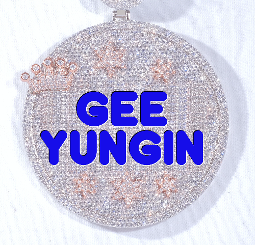 CUSTOM LETTER NECKLACE 3D BIG CROWN DISC