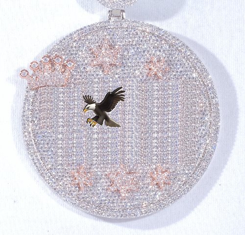 CUSTOM LETTER NECKLACE 3D BIG CROWN DISC