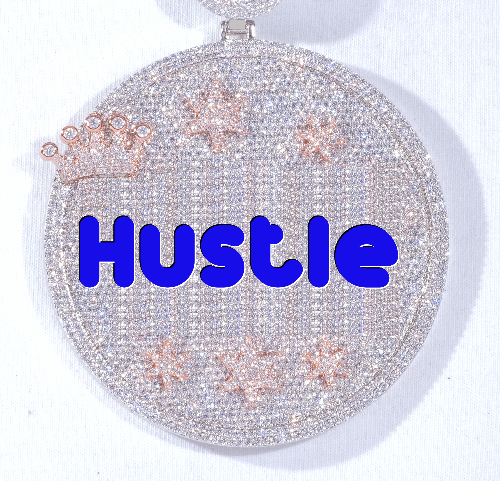 CUSTOM LETTER NECKLACE 3D BIG CROWN DISC