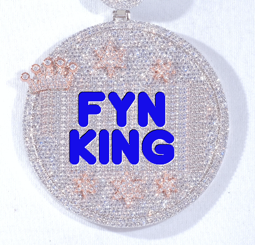 CUSTOM LETTER NECKLACE 3D BIG CROWN DISC