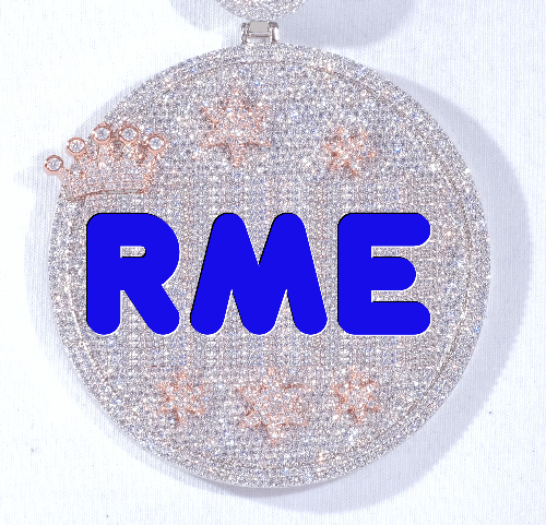 CUSTOM LETTER NECKLACE 3D BIG CROWN DISC