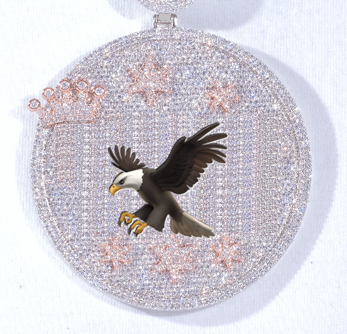 CUSTOM LETTER NECKLACE 3D BIG CROWN DISC