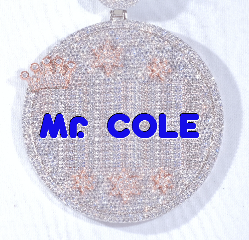 CUSTOM LETTER NECKLACE 3D BIG CROWN DISC