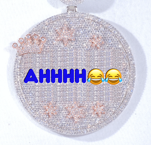 CUSTOM LETTER NECKLACE 3D BIG CROWN DISC
