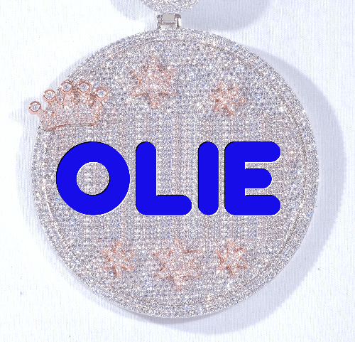 CUSTOM LETTER NECKLACE 3D BIG CROWN DISC