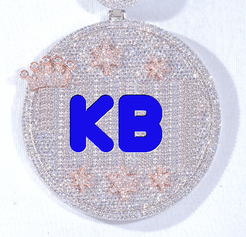 CUSTOM LETTER NECKLACE 3D BIG CROWN DISC