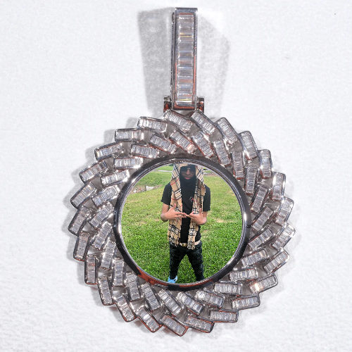 Large 3D Baguette Custom Picture Pendant