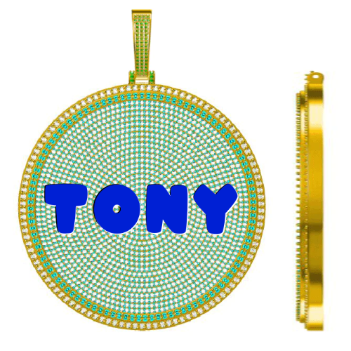 CUSTOM LETTER NECKLACE 3D BIG DISC